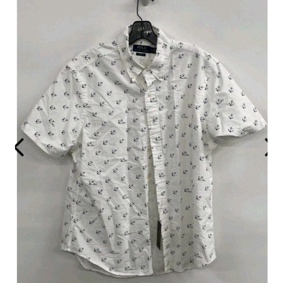 NWT Polo Ralph Lauren Anchor Print Button Down Shirt Men L Classic Fit Cotton - Picture 2 of 5